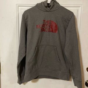The North Face Hoodie with red letters. Camping, hiking, men’s size small.